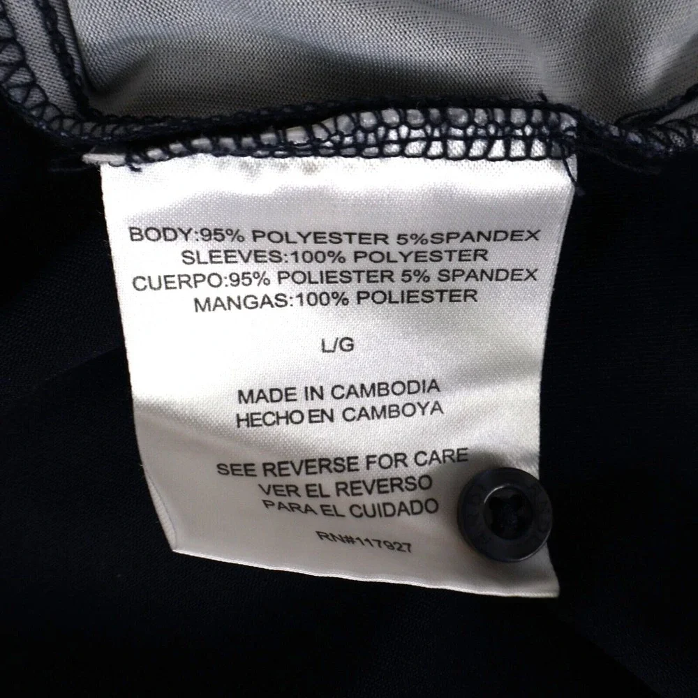 AND1 Activewear Polo Golf Shirt Mens Size L Very Dark Blue Striped Short Sleeves
